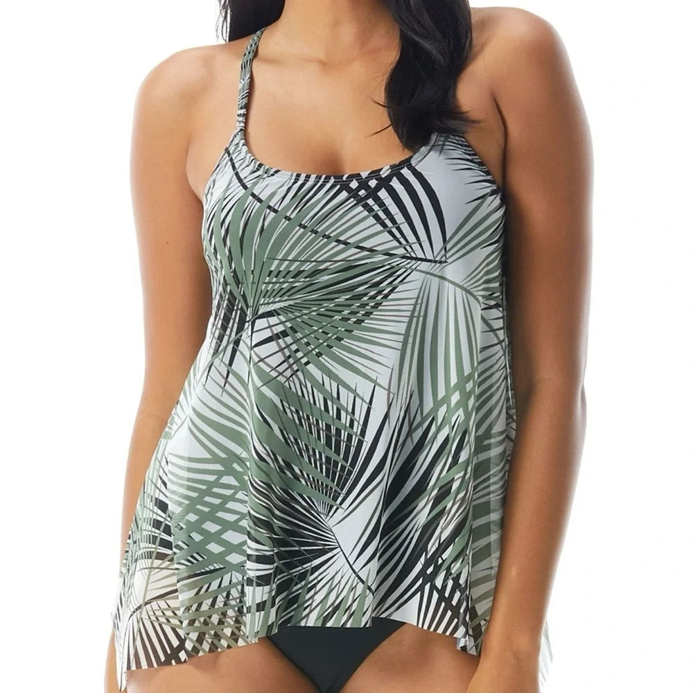 Coco Reef Women's Current Printed Mesh Bra-Sized Tankini Top Size 34C